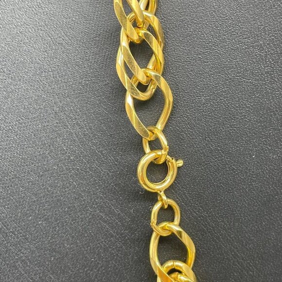 Double Link Chain Necklace Spring Ring Closure Gold Tone 24 Inches - Picture 5 of 5